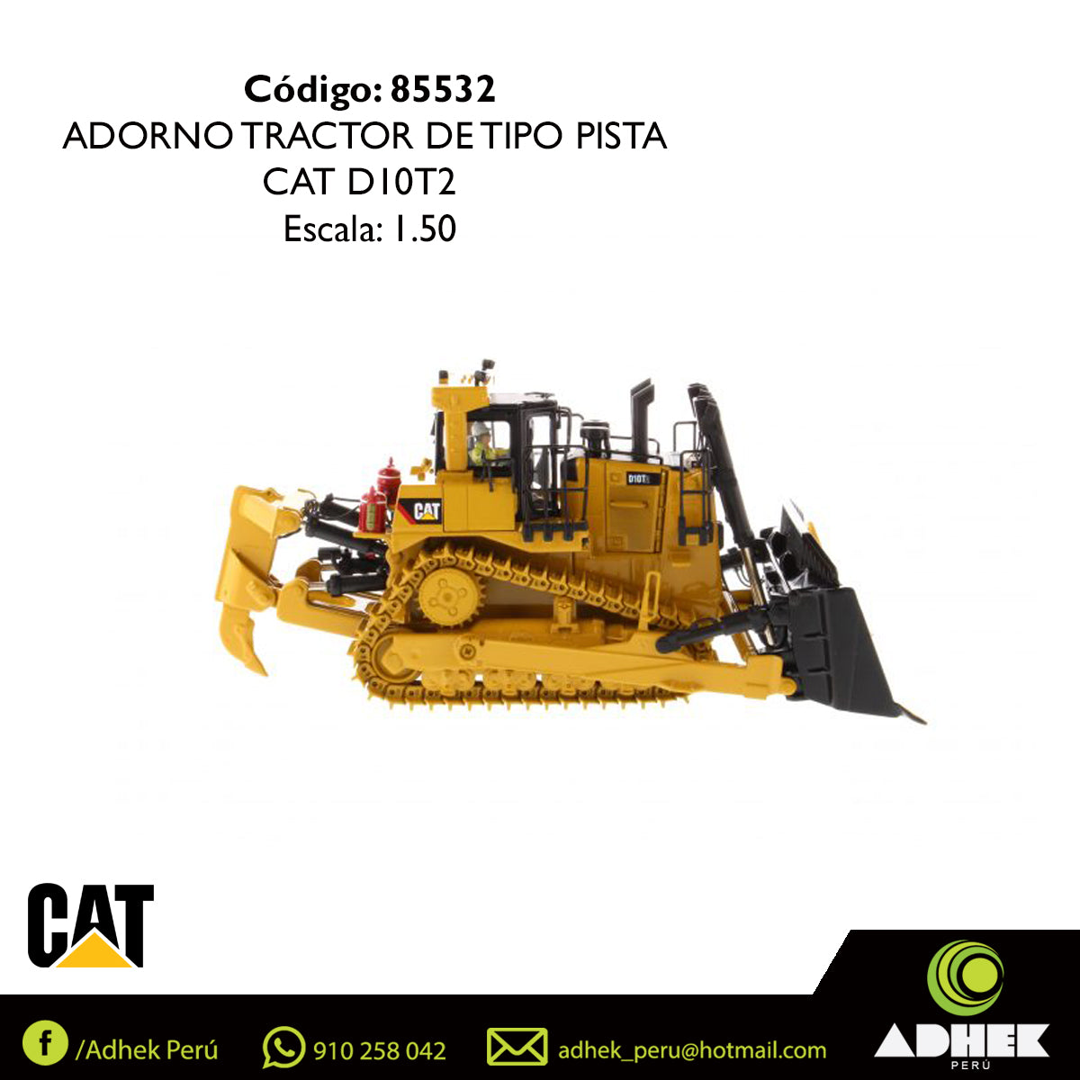 ADORNO TRACTOR DE CADENAS D10T2 1:50 CAT DM-85532 DIECAST MASTER