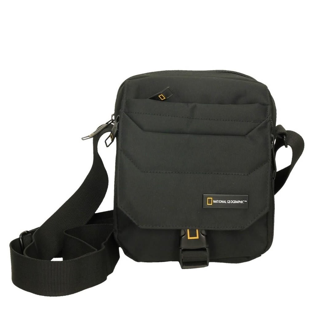 Sac Bandoulière NATIONAL GEOGRAPHIC – Nylon Noir, Compartiment Principal Zippé, Poches Multiples, Bandoulière Réglable - 8