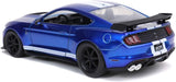 “Vista lateral del Mustang Shelby GT500 2020 escala 1:24 en azul metálico.”