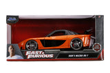 "Modelo a escala 1:24 del Mazda RX-7 de Han en su empaque original de Jada Toys."