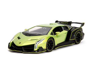 "Vista del Lamborghini Veneno 1:24 con su empaque, destacando la calidad del diseño y presentación."