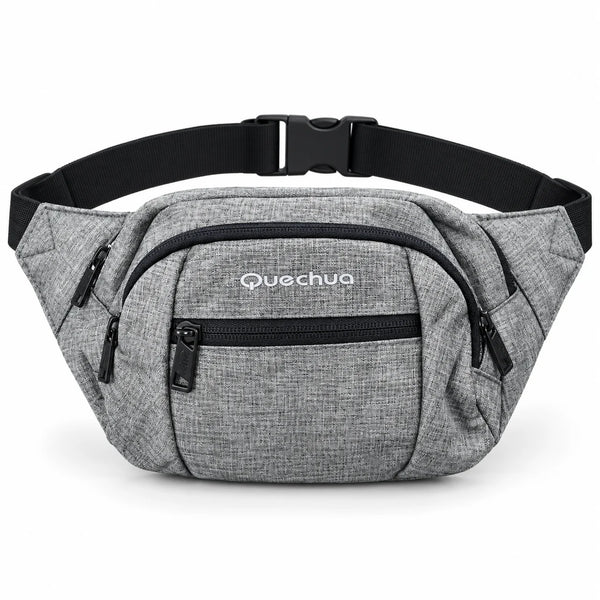 Canguro Quechua Q-5216A Negro con Tres Compartimientos y Hebilla Plástica