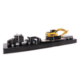 [PRE-VENTA]  Adorno plataforma con excavadora 1:87 White Peterbilt 579 - Cat 315C Excavator C16  Cat DM-84423 [PRECIO NORMAL S/.69]
