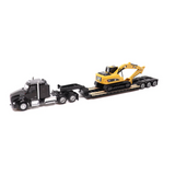 [PRE-VENTA]  Adorno plataforma con excavadora 1:87 White Peterbilt 579 - Cat 315C Excavator C16  Cat DM-84423 [PRECIO NORMAL S/.69]