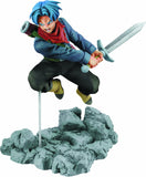 “Figura Trunks con base rocosa y cabello celeste Dragon Ball Z.”