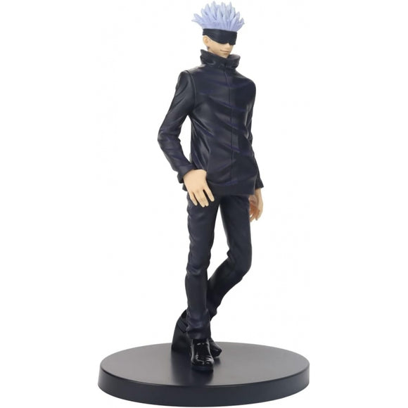 Vista lateral de la figura de Satoru Gojo Bandai con cabello blanco y vendas