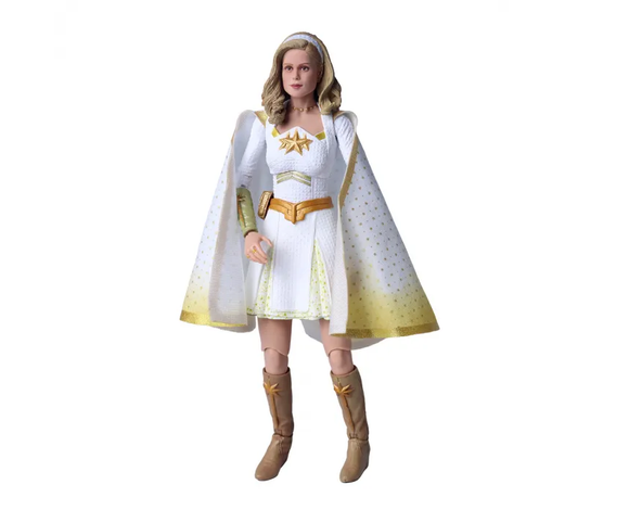 “Figura articulada de Starlight de The Boys con traje blanco y capa NECA.”