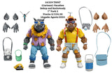 "Set completo de TMNT Vacation Bebop y Rocksteady con manos intercambiables, cámara, cantimplora y más accesorios".