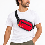 Canguro Quechua Rojo con Lila QC-14103 de 4 Compartimentos