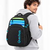 Mochila Quechua Q-1302 Negra con Celeste para Laptop y Tablet