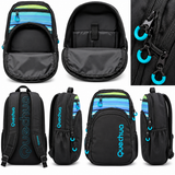 Mochila Quechua Q-1302 Negra con Celeste para Laptop y Tablet