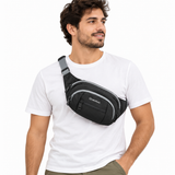 Canguro Quechua Q-5216A Negro con Tres Compartimientos y Hebilla Plástica