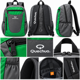 Mochila Quechua QC-14212 Guinda/Verde con Bolsillos Laterales y Divisiones Internas