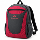 Mochila Quechua QC-14212 Guinda/Verde con Bolsillos Laterales y Divisiones Internas