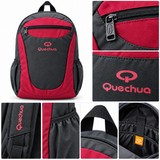 Mochila Quechua QC-14212 Guinda/Verde con Bolsillos Laterales y Divisiones Internas