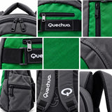 Mochila Quechua QC-14212 Guinda/Verde con Bolsillos Laterales y Divisiones Internas