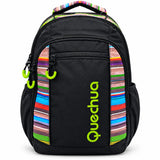 Mochila Quechua Q-1301 Negra con Verde para Laptop y Botellas Laterales