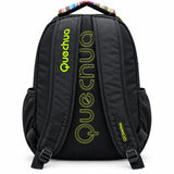 Mochila Quechua Q-1301 Negra con Verde para Laptop y Botellas Laterales