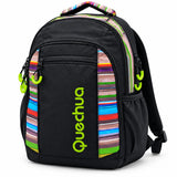 Mochila Quechua Q-1301 Negra con Verde para Laptop y Botellas Laterales