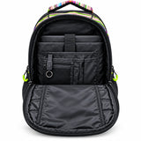 Mochila Quechua Q-1301 Negra con Verde para Laptop y Botellas Laterales