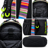 Mochila Quechua Q-1301 Negra con Verde para Laptop y Botellas Laterales
