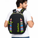 Mochila Quechua Q-1301 Negra con Verde para Laptop y Botellas Laterales