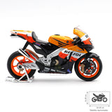 MOTO a Escala 1:10 Honda Repsol 2008 Pedrosa con Soporte Cromado - Maisto 31162