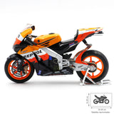 MOTO a Escala 1:10 Honda Repsol 2008 Pedrosa con Soporte Cromado - Maisto 31162