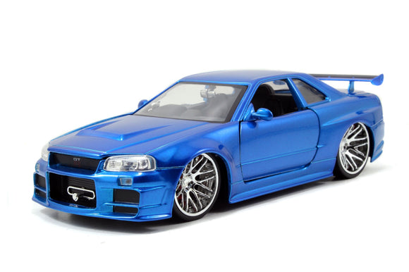 [PRE-VENTA] Auto FF - BRIAN's Nissan Skyline GT-R (R34) Candy Blue 1:24 Jada JT-97173-4 [PRECIO NORMAL S/.160]