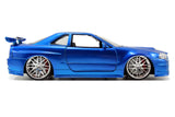 [PRE-VENTA] Auto FF - BRIAN's Nissan Skyline GT-R (R34) Candy Blue 1:24 Jada JT-97173-4 [PRECIO NORMAL S/.160]