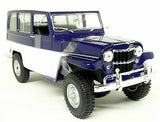 AUTO WILLYS JEEP STATION WAGON 1955 1:18 BORGOÑA Y AZUL MARINO LUCKY DIECAST   LD-92858