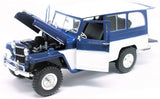 AUTO WILLYS JEEP STATION WAGON 1955 1:18 BORGOÑA Y AZUL MARINO LUCKY DIECAST   LD-92858
