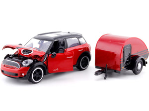 Auto MINI Cooper S Countryman con Trailer 1:24 Rojo | Motormax MM-79761