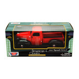 Camioneta Escala 1:24 Plymouth Pickup 1941 Roja y Negra | Motor Max MM-73278AC
