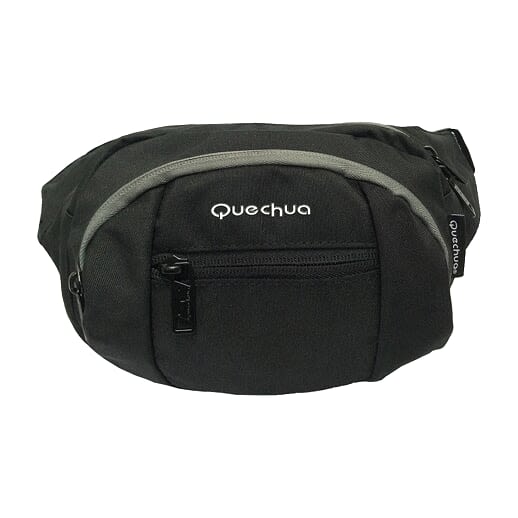Canguro Quechua Q-5216A Negro con Tres Compartimientos y Hebilla Plástica