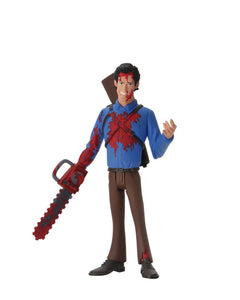 "Figura de Ash Toony Terrors mostrando detalles de sangre y la motosierra en la mano."