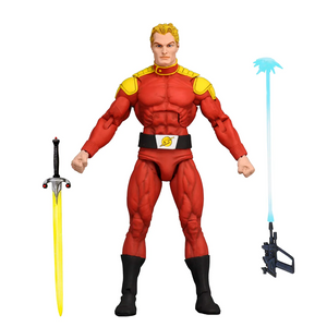 “Figura articulada Flash Gordon con espada y bláster de NECA.”