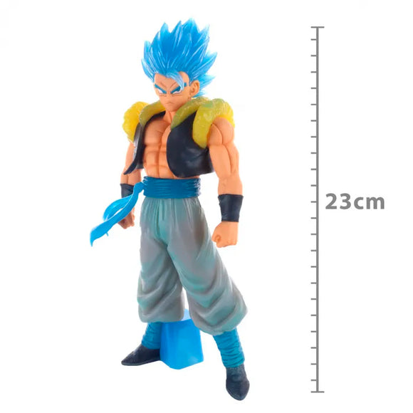“Figura Bandai de Gogeta con acabado translúcido en Super Saiyan Blue.”