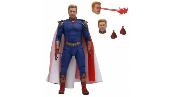 “Figura Homelander con cabezas intercambiables y efecto láser NECA Ultimate.”