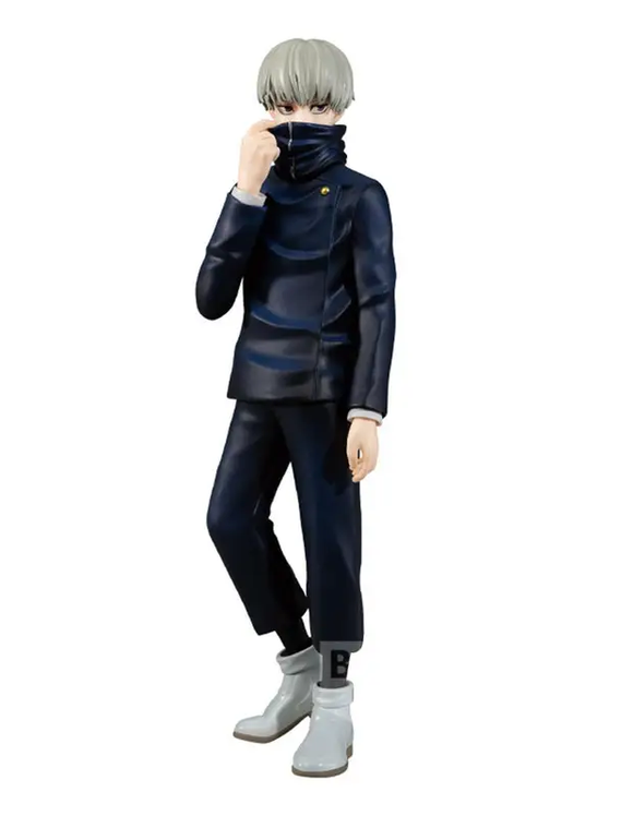 “Figura Inumaki Jujutsu Kaisen con uniforme negro y gesto silencioso.”