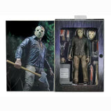 "Figura de acción Jason Voorhees de Friday the 13th: The Final Chapter de 7 pulgadas en su empaque original de NECA."