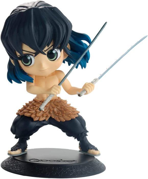 Figura de Inosuke con espadas y base circular negra Q Posket