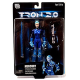 "Figura Mercury Tron 2 en su empaque original de NECA con detalles luminosos."