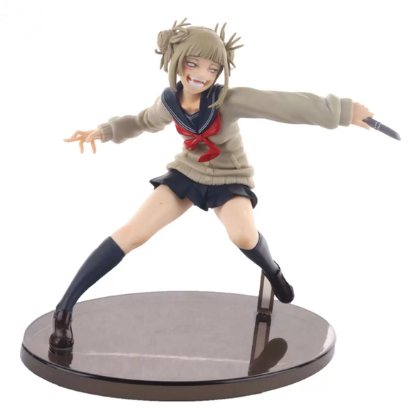 “Figura Himiko Toga sobre base circular negra lista para exhibir.”