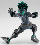 “Vista posterior de la figura Izuku Midoriya en traje táctico World Heroes.”