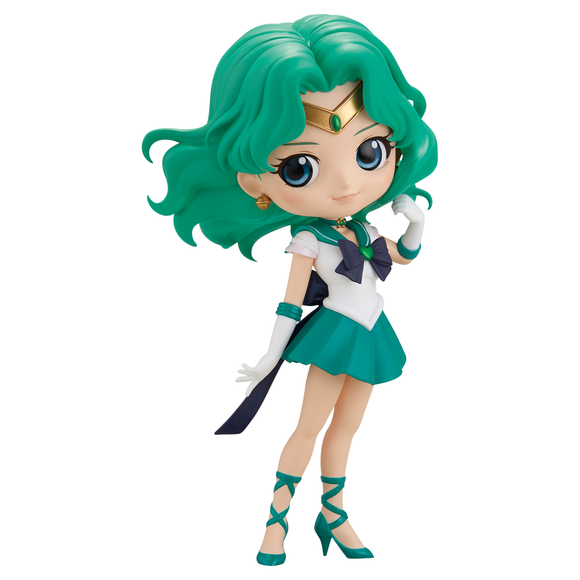“Figura chibi de Sailor Neptune con acabado brillante y uniforme esmeralda.”