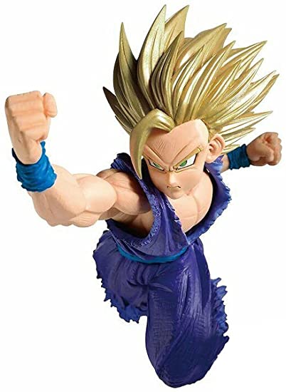 “Figura dinámica de Gohan con pose de ataque y base de soporte.”