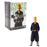“Figura Takemichi Hanagaki con caja Tokyo Revengers de Bandai.”