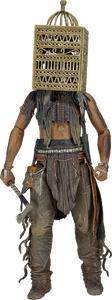 "Figura Tonto Lone Ranger de NECA con vista cercana, destacando su vestimenta tribal y detalles auténticos."