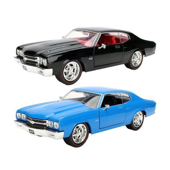 Auto a Escala 1:24 Chevy Chevelle 1970 Azul y negro - JADA 97828-WA1